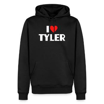 I love Tyler Rotes Herz Romantischer Name Fan - Männer Premium Bio Hoodie - Schwarz - Vorne - Nico (187cm)