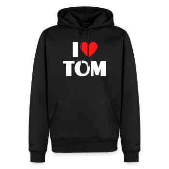 I love Tom Rotes Herz Romantischer Name Fan - Männer Premium Bio Hoodie - Schwarz - Vorne - Nico (187cm)