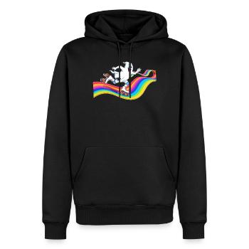 Un fantôme patine à roulettes sur une patinoire arc-en-ciel - Sweat à capuche Premium bio Homme - noir - Devant - Nico (187cm)