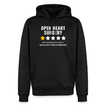 Illustration minimaliste d'une chirurgie à cœur ouvert - Sweat à capuche Premium bio Homme - noir - Devant - Nico (187cm)