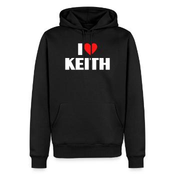 I love Keith Red Heart Romantic Name Fan - Men’s Premium Organic Hoodie - black - Front - Nico (187cm)
