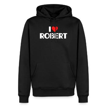 I love Robert Rotes Herz Romantischer Name Fan - Männer Premium Bio Hoodie - Schwarz - Vorne - Nico (187cm)