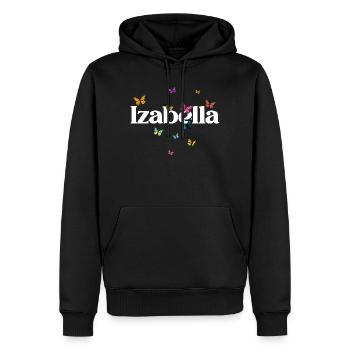 Beau prénom de fille avec des papillons IZABELLA - Sweat à capuche Premium bio Homme - noir - Devant - Nico (187cm)