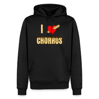 J'adore les churros - Sweat à capuche Premium bio Homme - noir - Devant - Nico (187cm)