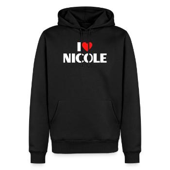 I love Nicole Rotes Herz Romantischer Name Fan - Männer Premium Bio Hoodie - Schwarz - Vorne - Nico (187cm)