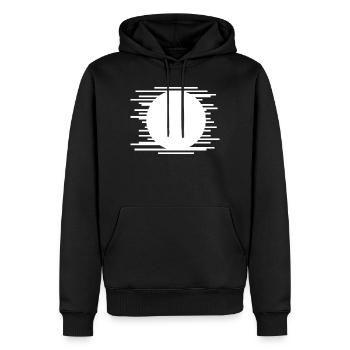 Geometrische Linien - Lebendige Sonnenuntergangs-Berglandschaft - Männer Premium Bio Hoodie - Schwarz - Vorne - Nico (187cm)