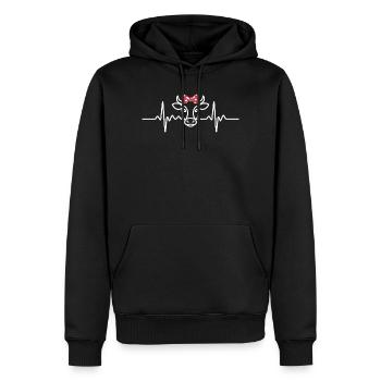 Herzschlag Kuh - Männer Premium Bio Hoodie - Schwarz - Vorne - Nico (187cm)