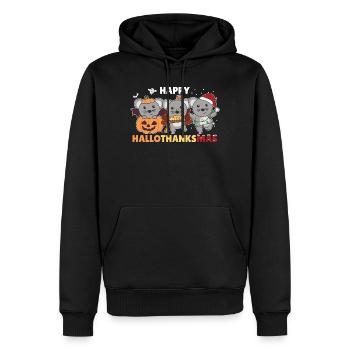 Joyeux Noël, souris, souris de Noël - Sweat à capuche Premium bio Homme - noir - Devant - Nico (187cm)