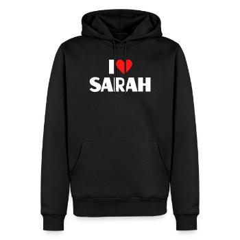 I love Sarah Rotes Herz Romantischer Name Fan - Männer Premium Bio Hoodie - Schwarz - Vorne - Nico (187cm)