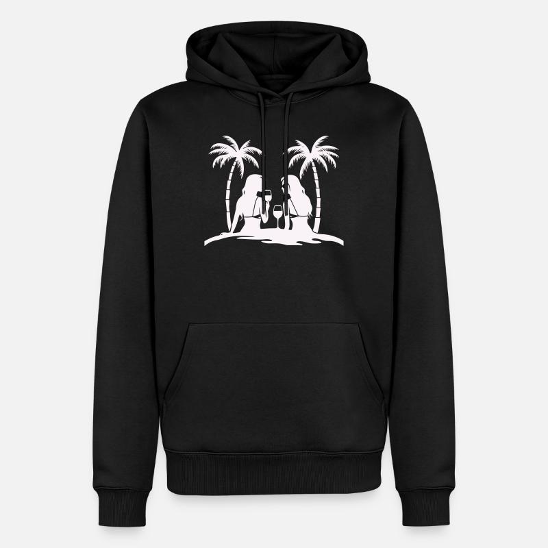 Silhouette style tropical plage nuit - Sweat à capuche Premium bio Homme - noir
