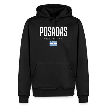 Posadas Argentine Argentins - Sweat à capuche Premium bio Homme - noir - Devant - Nico (187cm)