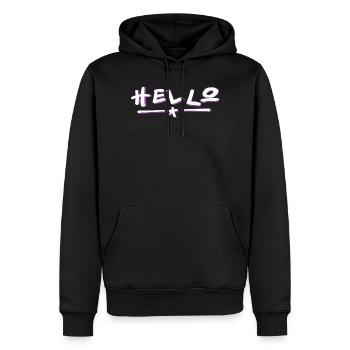  Hello Schriftzug mit Farbverlauf - Männer Premium Bio Hoodie - Schwarz - Vorne - Nico (187cm)