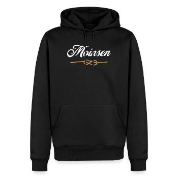 « Moinsen » - Édition Tau - Sweat à capuche Premium bio Homme - noir - Devant - Nico (187cm)