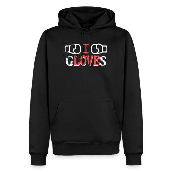 Ich liebe Handschuhe Illustration Design - Männer Premium Bio Hoodie - Schwarz - Vorne - Nico (187cm)
