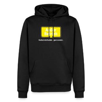 Außer Betrieb – Geduldsfaden gerissen Spruchmotiv - Männer Premium Bio Hoodie - Schwarz - Vorne - Nico (187cm)