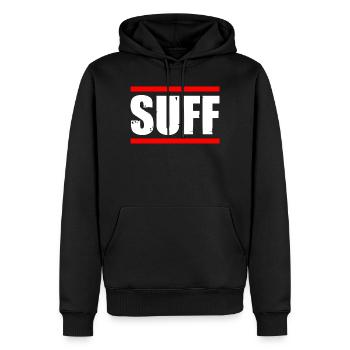 Buveur de bière, amateur de bière - Sweat à capuche Premium bio Homme - noir - Devant - Nico (187cm)