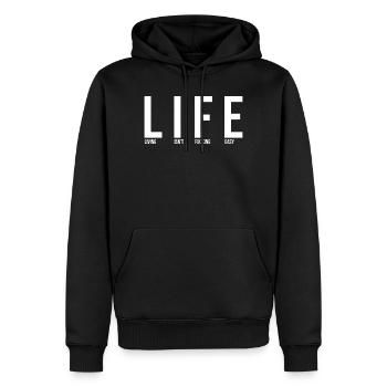LifeUnfiltered 2 - Männer Premium Bio Hoodie - Schwarz - Vorne - Nico (187cm)