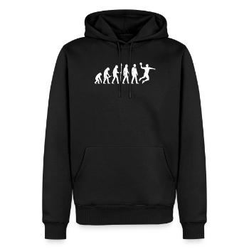 L’évolution du handball - Sweat à capuche Premium bio Homme - noir - Devant - Nico (187cm)