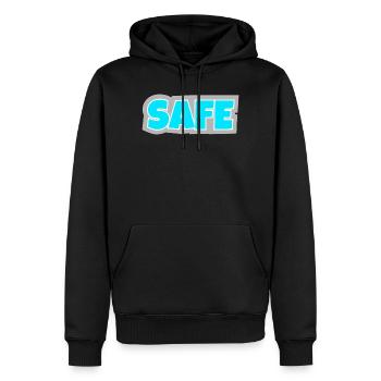 Safe - eindeutig, klar und Statement pur. - Männer Premium Bio Hoodie - Schwarz - Vorne - Nico (187cm)