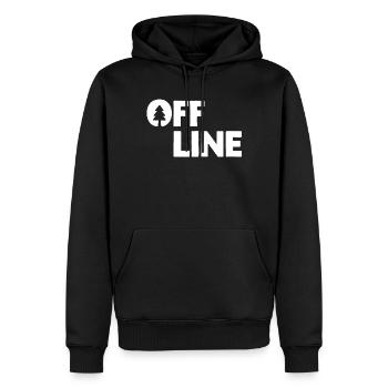 Hors ligne – Camping, Liberté, Forêt extérieure - Sweat à capuche Premium bio Homme - noir - Devant - Nico (187cm)