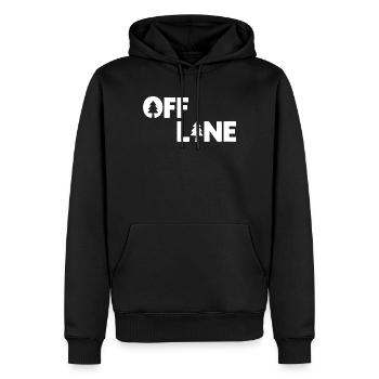 Offline – Natur, Wald & Outdoor Spruchmotiv - Männer Premium Bio Hoodie - Schwarz - Vorne - Nico (187cm)