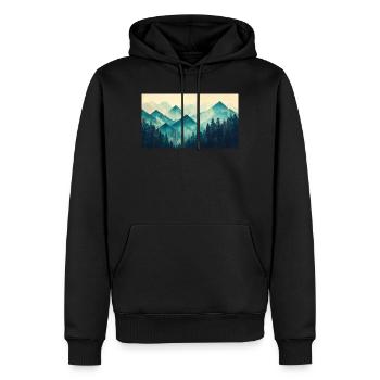 montagnes forestières - Sweat à capuche Premium bio Homme - noir - Devant - Nico (187cm)