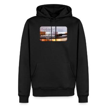 The only needle I am addicted to - Männer Premium Bio Hoodie - Schwarz - Vorne - Nico (187cm)