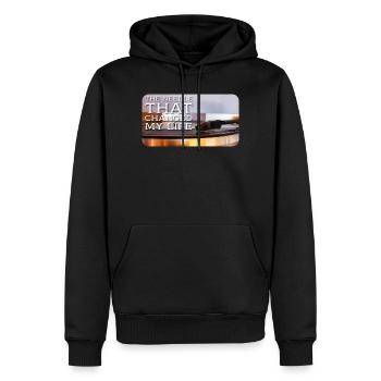 L’aiguille qui a changé ma vie - Sweat à capuche Premium bio Homme - noir - Devant - Nico (187cm)