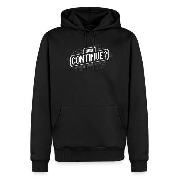 Continue Pixel Retro Gamer Startbildschirm - Männer Premium Bio Hoodie - Schwarz - Vorne - Nico (187cm)