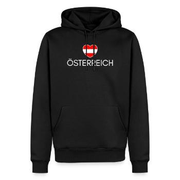 Cœur avec drapeau autrichien, fierté autrichienne - Sweat à capuche Premium bio Homme - noir - Devant - Nico (187cm)