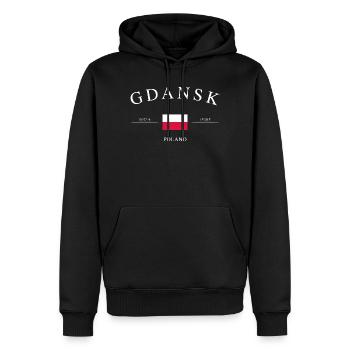 Gdańsk, Pologne – Souvenir et cadeau de vacances - Sweat à capuche Premium bio Homme - noir - Devant - Nico (187cm)