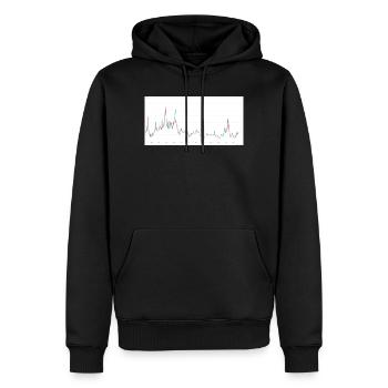 T-shirt graphique « Share The Gains » - Sweat à capuche Premium bio Homme - noir - Devant - Nico (187cm)