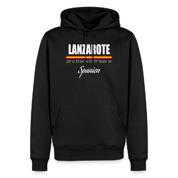 Lanzarote - Männer Premium Bio Hoodie - Schwarz - Vorne - Nico (187cm)