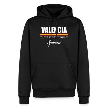 Valencia - Männer Premium Bio Hoodie - Schwarz - Vorne - Nico (187cm)