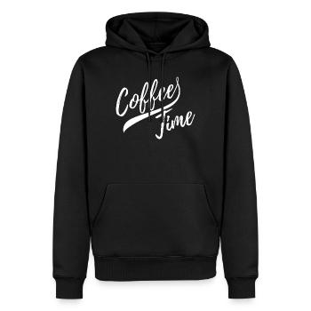 It is coffee time - Men’s Premium Organic Hoodie - black - Front - Nico (187cm)