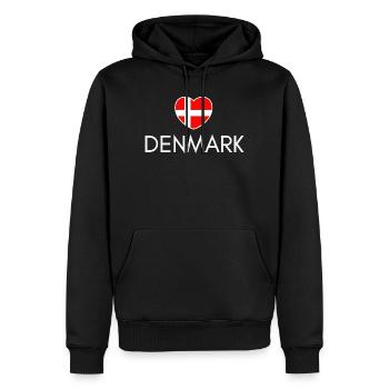 Cœur avec le drapeau du Danemark, j’aime le Danemark - Sweat à capuche Premium bio Homme - noir - Devant - Nico (187cm)
