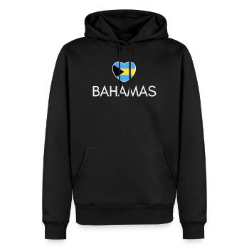 Herz mit Bahamas-Flagge, ich liebe Bahamas - Männer Premium Bio Hoodie - Schwarz - Vorne - Nico (187cm)