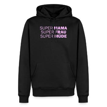 Super maman Super femme super fatiguée - Sweat à capuche Premium bio Homme - noir - Devant - Nico (187cm)