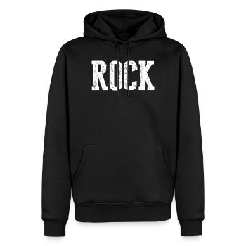 Vintage Rock'n'Roll-Typografie-Design - Männer Premium Bio Hoodie - Schwarz - Vorne - Nico (187cm)
