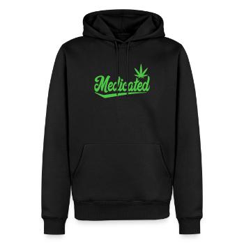 Medizinisches Skript mit Blatt | 420 Chill-Vibes - Männer Premium Bio Hoodie - Schwarz - Vorne - Nico (187cm)