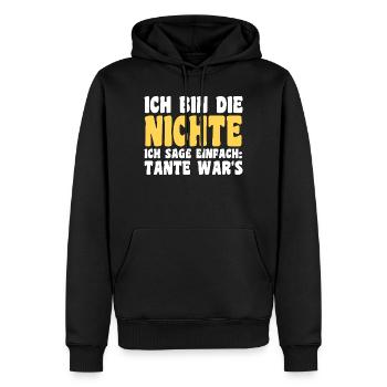 Motif familial neveu - Sweat à capuche Premium bio Homme - noir - Devant - Nico (187cm)