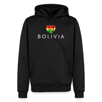 Cœur avec drapeau bolivien, fierté bolivienne - Sweat à capuche Premium bio Homme - noir - Devant - Nico (187cm)
