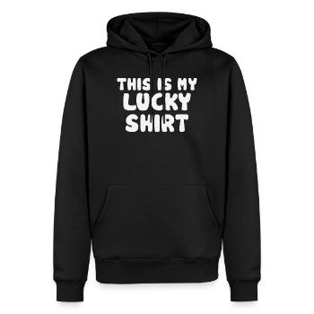 Mon dicton de chemise porte-bonheur - Sweat à capuche Premium bio Homme - noir - Devant - Nico (187cm)