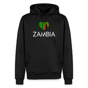 Herz mit sambischer Flagge, ich liebe Sambia - Männer Premium Bio Hoodie - Schwarz - Vorne - Nico (187cm)