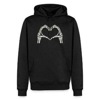 Heart Skeleton Hands - Men’s Premium Organic Hoodie - black - Front - Nico (187cm)