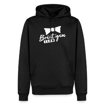 L’équipe du palefrenier - Sweat à capuche Premium bio Homme - noir - Devant - Nico (187cm)