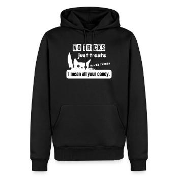 Keine Süßes, nur Leckereien, Katze Halloween - Männer Premium Bio Hoodie - Schwarz - Vorne - Nico (187cm)