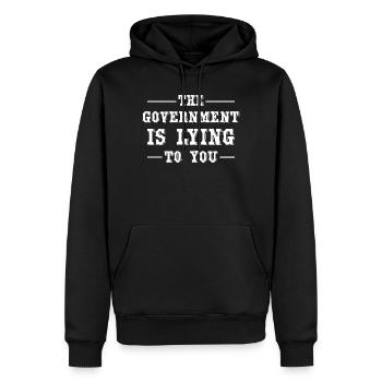 Le gouvernement vous ment - Sweat à capuche Premium bio Homme - noir - Devant - Nico (187cm)