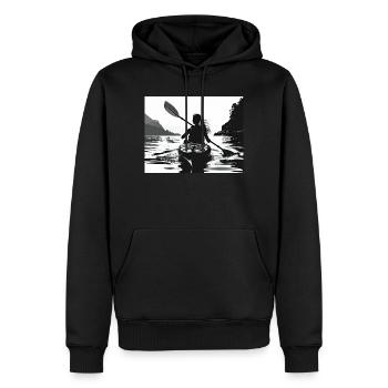 Aventure en kayak au bord de l’eau noir et blanc - Sweat à capuche Premium bio Homme - noir - Devant - Nico (187cm)