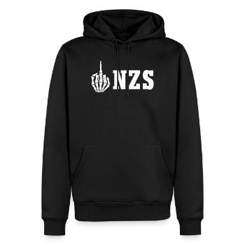 Antifa Antifaschistisches Statement FCK NZS - Männer Premium Bio Hoodie - Schwarz - Vorne - Nico (187cm)